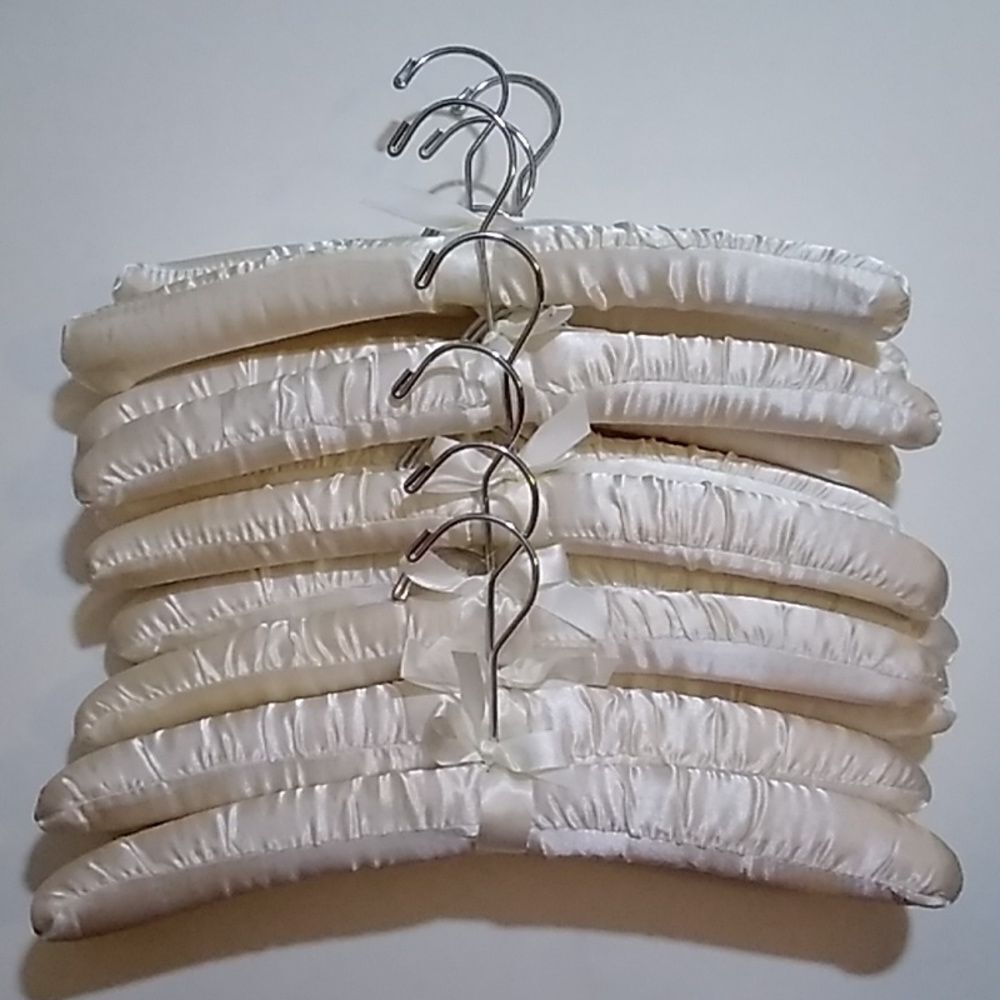 By 18 Padded Satin Boudoir Hangers Ivory